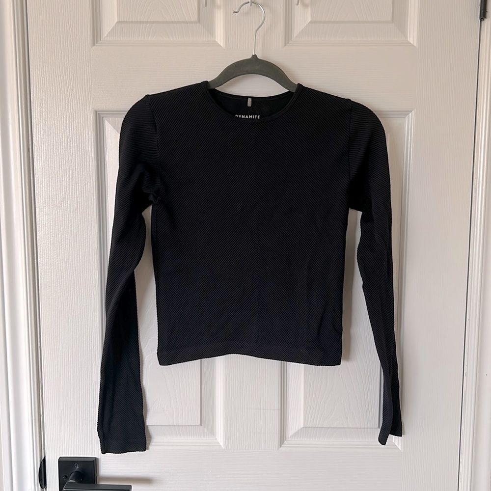 Dynamite Long Sleeve Crew Neck Ribbed Top
